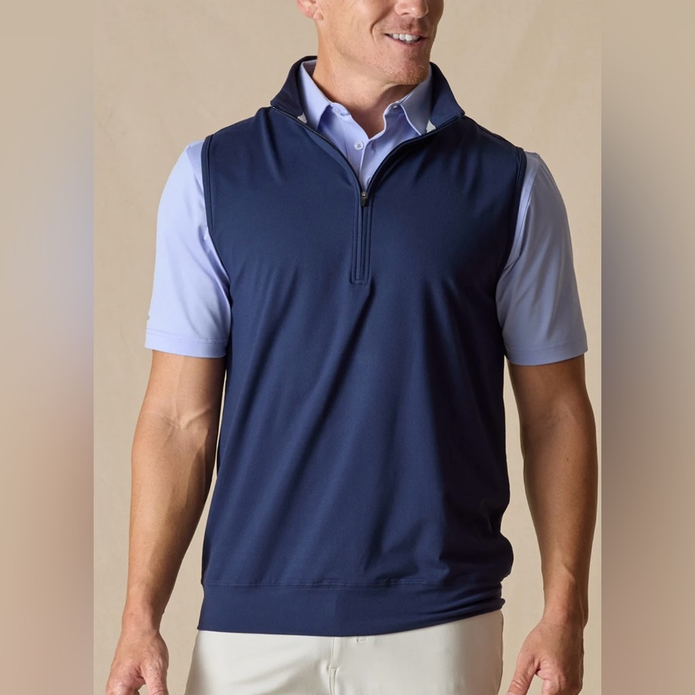 STRAIGHT DOWN Men’s Quarter-Zip Indigo Cypress Vest Size X-Large